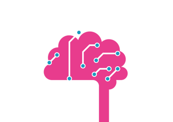 Illustrative design of a pink brain with neural connections represented