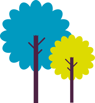 Blue and green trees